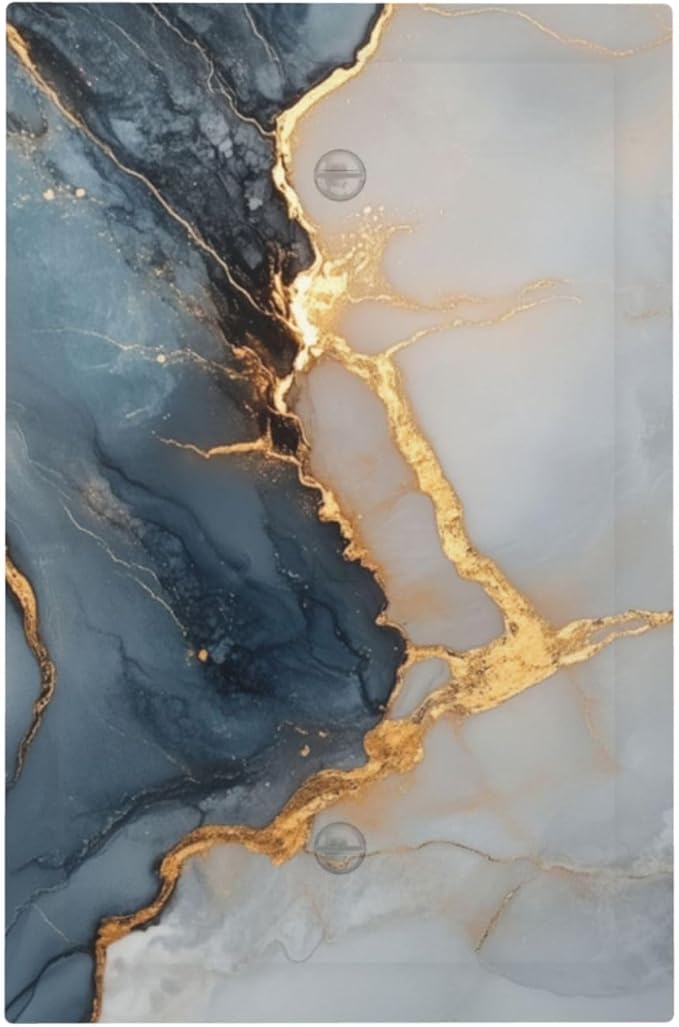 Abstract Blue Granite Luxury Texture Print 1 Gang Light Switch Cover Electrical No Device Wall Plate Switchplates Decorative Faceplate for Country Bedroom Kitchen Home Living Room Decor
