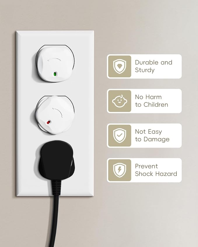 60 Pack Baby-Resistant Outlet Covers – Rotating Safety Plug Covers for US 3-Prong Electrical Outlets, Toddler & Baby Proofing Protection, Easy One-Hand Removal, White
