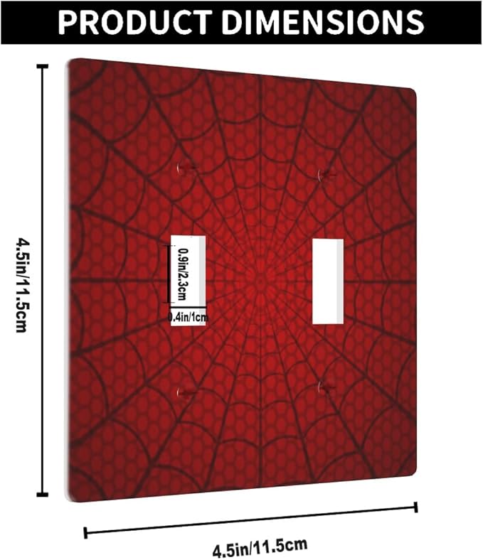 Red Spider Web 2-Gang Double Toggle Wall Plate, Hero Theme Cartoon Light Switch Cover for Man Cave & Teen Boys Room 4.5 x 4.5 Inch