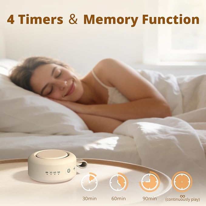Portable Sound Machine Powerful Battery White Noise Machine 30 Soothing Sounds 4 Timers Memory Function for Baby Kids Adults Brown Noise Sleep Sound Machine for Home Travel Office