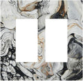Black Gold Marble Texture Modern Abstract Print Decorative Outlet Covers 2 Gang Double GFCI Rocker Electrical Wall Panels Light Switch Cover Plate for Bathroom Kitchen Decor
