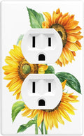 Watercolor Sunflower 1-Gang Duplex Wall Plate, Yellow Sunflower Bouquet Outlet Cover Decorative Faceplate for Bedroom, Kitchen & Sunroom