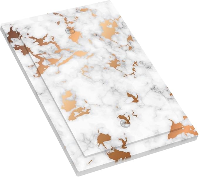 Lexury White Red Golden Marble 1 Gang No Device Wall Plate Decorative Blank Light Switch Cover Switchplate Electrical Faceplate for Bathroom Home Bedroom Art Decor