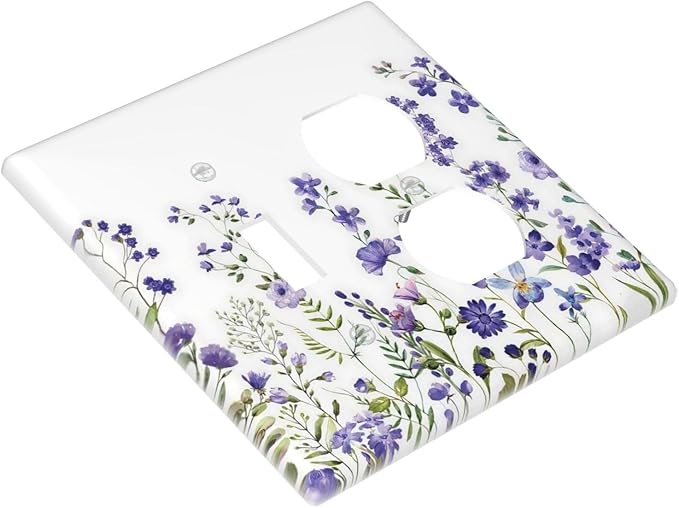 Lavender Wildflowers Purple Flowers Plant Floral Wallplates 1 Toggle 1 Duplex Switch Plate Electrical GFCI Faceplate Decorative Light Switch Covers for Bedroom Living Room Decor