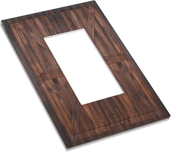 Outlet Covers Rustic Brown Barn Door Retro Wood Plank 1 Gang Wall Plate Single Rocker Light Switch Cover Country Decorative GFCI Receptacle Cover Electrical Switchplate for Home Decor