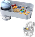 Car Seat Snack Tray for Kids, Mess-Free Square Travel Tray Cup Holder Snack Tray, Durable Car Food Tray for Toddlers, Universal Fit Kids Travel Road Trip Essentials (Gray)