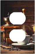 Decorative Outlet Covers with Vintage Coffee Retro Grinder Artwork Design 1 Gang Duplex Light Switch Cover Plate Unique Wall Plates Switchplate Cover for Rustic Kitchen Decor
