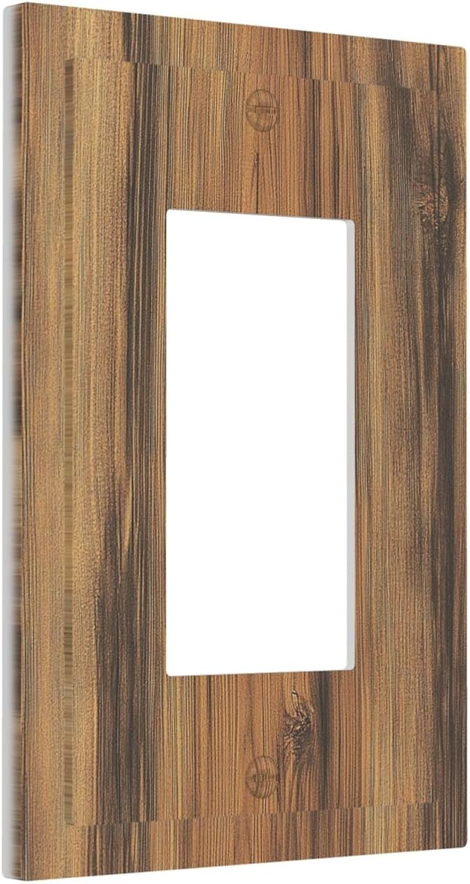 Decorative Outlet Covers Vintage Rustic Country Brown Wood 1 Gang Single Rocker Light Switch Cover Plate Wall Plates Gfci Faceplate For Farmhouse Cabin Decor