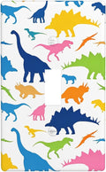 Colorful Dinosaur 1-Gang Toggle Light Switch Plate, Watercolor Blue & Green Dinosaur Cartoon Wall Plate for Boys Bedroom, Playroom & Nursery