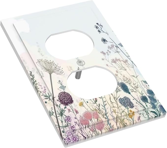 Colorful Wildflower Watercolor Dandelion Floral Outlet Covers 1 Gang Duplex Light Switch Cover Decorative Switch Plates Electrical Receptacle Faceplate Wall Plate For Cabin Home Decor
