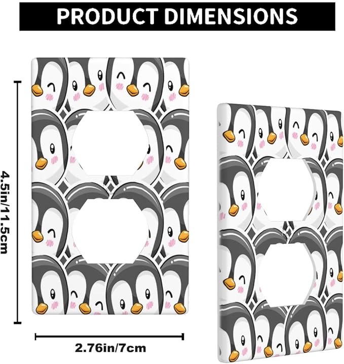 Penguin Outlet Covers Cute Penguins Cartoon Duplex Receptacle Wall Plate Standard 1-Gang Home Decorative Office