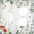 Wallplates Sage Plant Red Mushroom Butterfly Wild Flower 1 Toggle 1 Duplex Switch Plate Electrical Gfci Faceplate Decorative Light Switch Covers For Bed Room Kids Room Decor