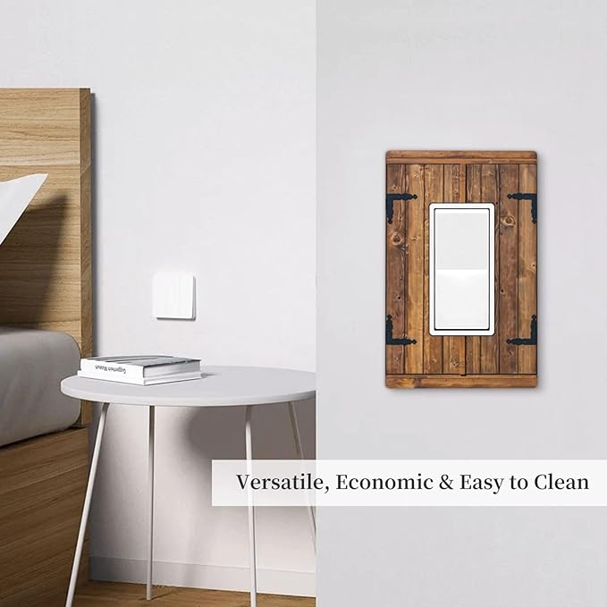 Faux Wood Decorative Printed Single Gang Rocker Light Switch Cover Plates Decorative Outlet Covers, 1 Gang Rocker Wall Plate