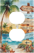 Tropical Beach Palm Tree Summer Coastal Ocean Sunset Outlet Covers 1 Gang Duplex Light Switch Cover Decorative Switch Plates Electrical Receptacle Faceplate Wall Plate for Bedroom Living Room Decor