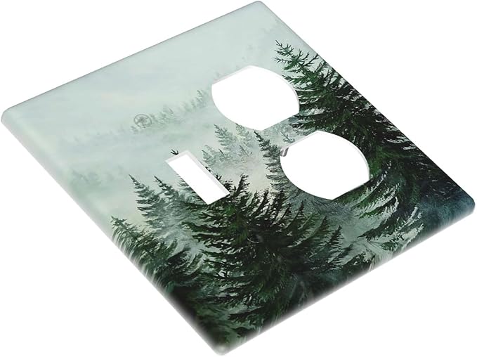 Forest Pinetrees Misty Landscape Nature Wallplates 1 Toggle 1 Duplex Electrical Gfci Faceplate Decorative Light Switch Covers Switch Plate for Bedroom Farmhouse Decor