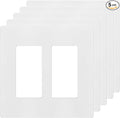 ENERLITES Screwless Decorator Wall Plates Child Safe Outlet Covers, Size 2-Gang 4.68" H x 4.73” L, Unbreakable Polycarbonate Thermoplastic, SI8832-W-5PCS, Glossy, White (5 Pack)
