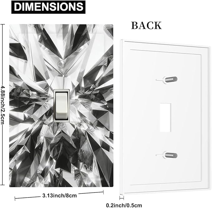 Sparkling Diamond Cut 1-Gang Toggle Light Switch Plate, Crystal Glam Decorative Wall Plate for Bedroom & Living Room Decor Bathroom Decor
