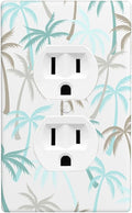 Tropical Palm Tree 1-Gang Duplex Wall Plate, Green Palm Leaf Outlet Cover Decorative Faceplate for Beach House, Bathroom & Sunroom