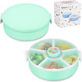 JOOPETALK Kids' Rotating Snack Container Set – 2-Pack, Includes 1 Rotating Snack Container & 1 Round Sectioned Snack Box, BPA-Free, Dishwasher Safe, Perfect for Travel-Green