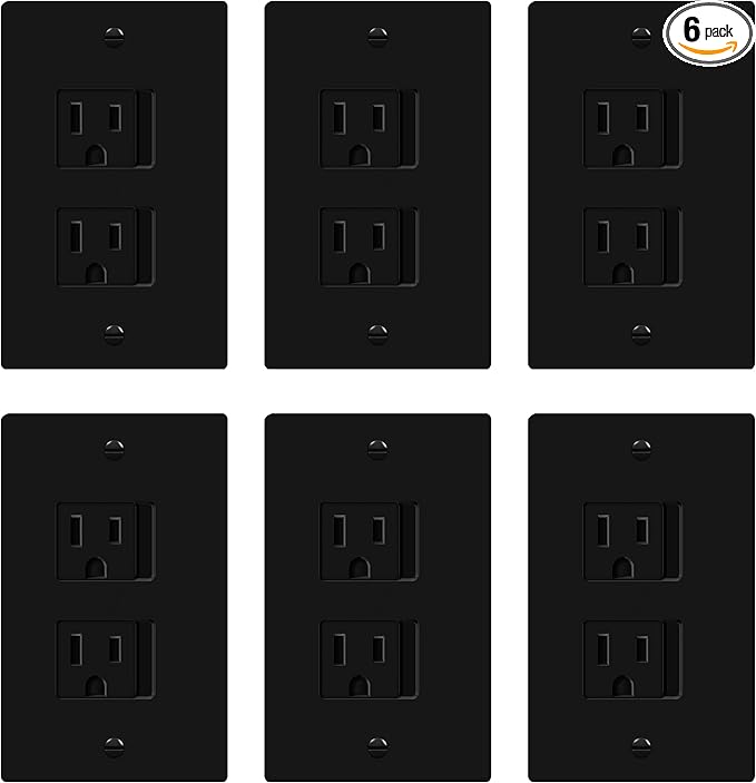 ENERLITES Child Proof Outlet Cover, Self-Closing, Fits Both Duplex and Decorator Outlet, Safety Design, Tamper-Resistant Socket Plug for Receptacle, Size 4.68" x 2.93", 8800-TR, Black 6 Pack
