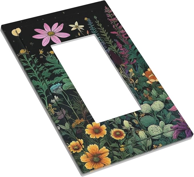 Decorative Outlet Covers Brainstorming Sketches of Weeds Wildflowers Plants 1 Gang Single Decora GFCI Device Light Switch Covers Plate 1 Rocker Wall Plate Jumbo Face Plate