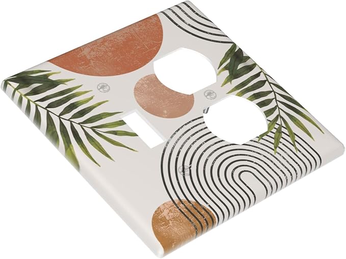 Beautiful Boho Mid Century Large Archs Sun Leaves Plants Wallplates 1 Toggle 1 Duplex Switch Plate Electrical GFCI Faceplate Decorative Light Switch Covers for Bedroom Living Room Decor