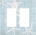 Beach Starfish Vintage Wood Rustic Country Ocean Decorative Outlet Covers 2 Gang Double GFCI Rocker Electrical Wall Panels Light Switch Cover Plate for Farmhouse Kids Room Decor