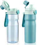 PIQUEBAR Kids insulated Water Bottle 17oz & Sport Water Bottle 24oz Set, Stainless Steel Metal Vacuum Water Bottles, Leakproof Tritan Sport Water Bottles for School Boys Girls, Blue