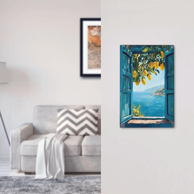 Window View Coastal Lemon Tree Mediterranean Landscape Light Switch Cover Plate 1 Gang No Device Blank Electrical Wall Plates Faceplate Decorative Switch Plate Covers for Bedroom Living Room Decor