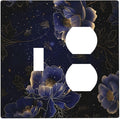 Navy Blue Floral Vintage Flower Dark Watercolor Wallplates 1 Toggle 1 Duplex Switch Plate Electrical GFCI Faceplate Decorative Light Switch Covers for Bedroom Living Room Decor