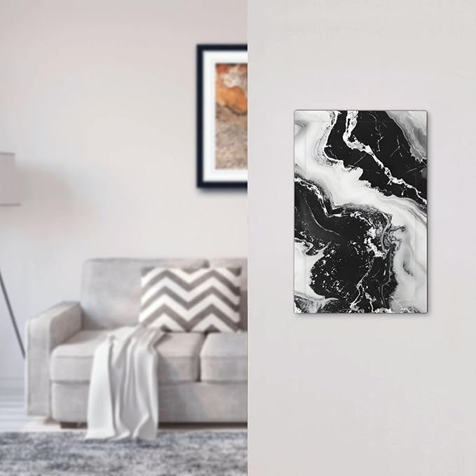 Ink Painting Marble Black White Abstract Luxurious Print Light Switch Cover Plate 1 Gang No Device Blank Electrical Wall Plates Faceplate Decorative Switch Plate Covers for Kitchen Office Decor