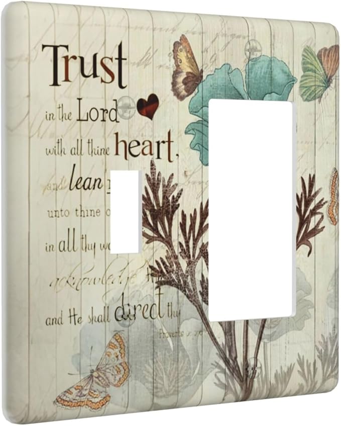 Rustic Elegant Teal Tulip Bible Inspirational Quote Outlet Covers 1 Toggle 1 Rocker Combination Decorative Wall Plate Electrical Switch Plates Light Switch Cover Plate for Farmhouse Bedroom Decor