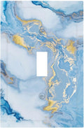 Beautiful Marble Texture Blue Gold Fluid Abstract Print Decorative Light Switch Cover 1 Gang Single Toggle Device Electrical Faceplate Switchplates Decorator Outlet Wall Plate for Bedroom Bathroom