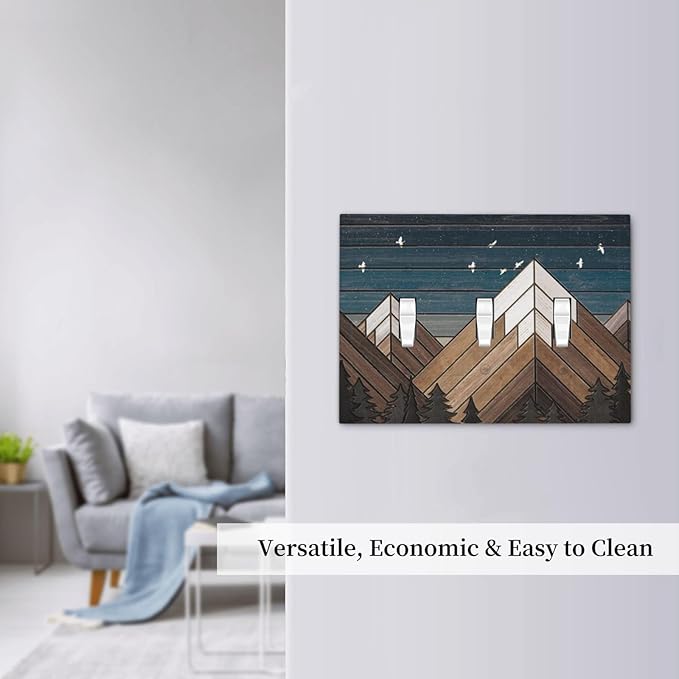 Rustic Geometric Mountain Wilderness Wood 3 Gang Light Switch Cover Triple Toggle Wall Plates Decorator Receptacle Outlet Covers Electrical Switchplate Faceplate for Bedroom Bathroom Kitchen Decor
