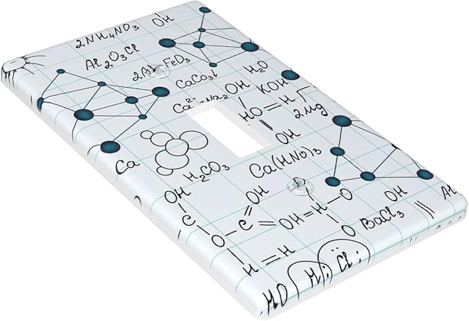 Chemical Formula 1-Gang Toggle Light Switch Plate, Light Blue Science Wall Plate for Classroom, Study Room, Office & Kids Room