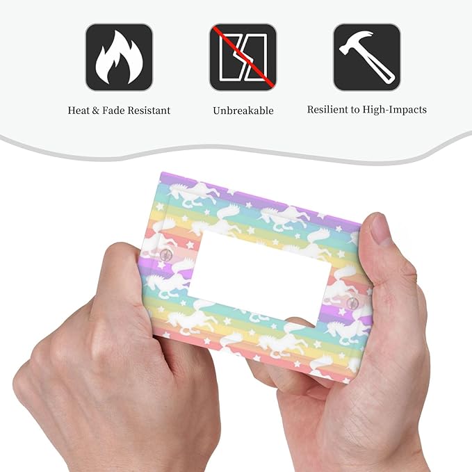 Funny Colorful Girly Rainbow Unicorn Kid Girl 1 Gang Decorator/Rocker Wallplate Single Decorator Outlet Light Switch Cover Cute Girly Decorate Decorative One Device Electrical Faceplate Cover Dimmer