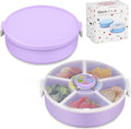 JOOPETALK Kids' Rotating Snack Container Set – 2-Pack, Includes 1 Rotating Snack Container & 1 Round Sectioned Snack Box, BPA-Free, Dishwasher Safe, Perfect for Travel-Purple
