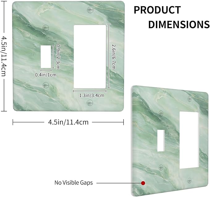 Outlet Covers Green Marble Pattern 1 Toggle 1 Rocker Combo Light Switch Cover Plate Decorative Switch Plate Covers Electrical Wall Plate for Home Bedroom Decor