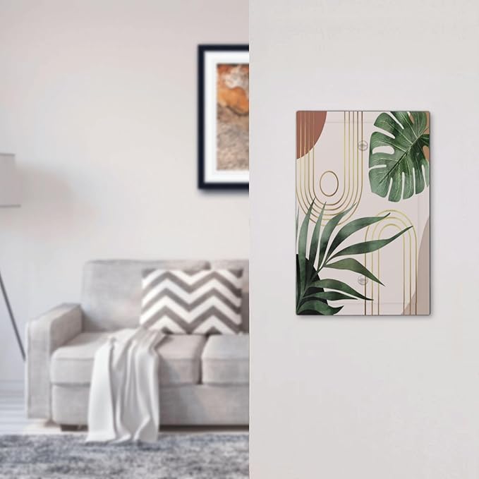 1-Gang No Device Decorative Blank Receptacle Wall Plate 70s Mid Century Bohemian Abstract Minimalist Boho Art Leaf Plant Light Switch Jumbo Size Electrical Face Plate Cover for Unused Outlets/Switches