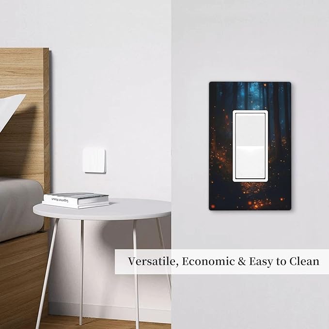 Decorative Art Light Switch Covers Enchanted Glowing Forest 1 Gang Rocker Wall Plate Switchplate Electrical Faceplate for Home Decor