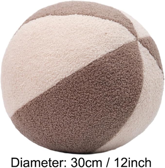 12 Inch Round Hugging Pillow Plush Toy Soft Plushies Throw Pillows Kids' First Plush Toys for Home Decor Or Gift for Kids and Lovers (Cream&Coffee)