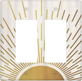 Decorative Outlet Covers Midcentury Golden Sun Minimalism Sunrise 2 Gang Wall Plate Double Rocker Decora Light Switch Cover Plate Jumbo Dual Electrical GFCI Switch Plate Cover