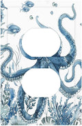 Blue Octopus Squid Seahorse Coral Watercolor Wild Sealife Outlet Covers 1 Gang Duplex Light Switch Cover Decorative Switch Plates Electrical Receptacle Faceplate Wall Plate for Bathroom Kids Room
