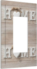 Family Vintage Country Farmhouse 1-Gang Decorator Rocker Outlet Light Switch Cover Sweet White Home Wood Sign Wooden Letters Decorative Single Device GFCI Receptacle Switch Wall Plate Dimmer Mid Size