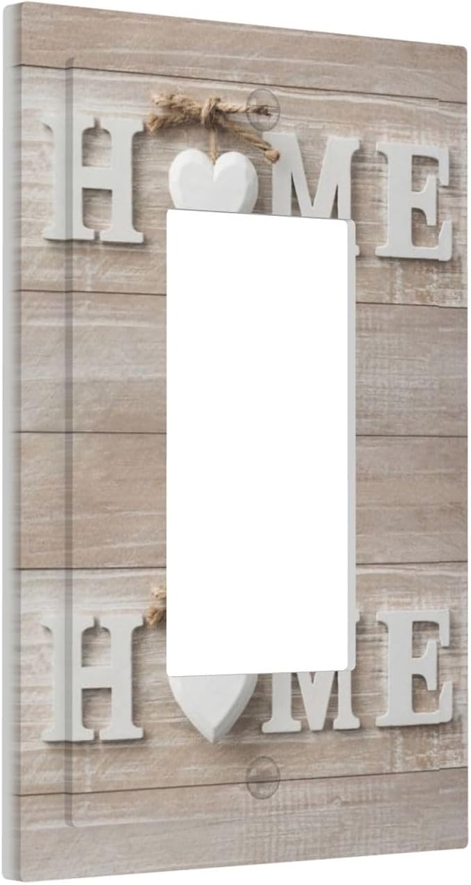 Family Vintage Country Farmhouse 1-Gang Decorator Rocker Outlet Light Switch Cover Sweet White Home Wood Sign Wooden Letters Decorative Single Device GFCI Receptacle Switch Wall Plate Dimmer Mid Size