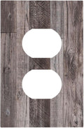 Outlet Covers Rustic Dark Grey Wood Retro Country Wooden 1 Gang Duplex Light Switch Cover Decorative Switch Plates Electrical Receptacle Faceplate Wall Plate for Farmhouse Cabin Decor