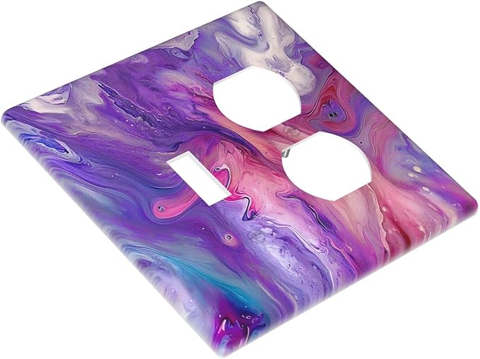Liquid Marble Modern Abstract Texture Abstract Purple Paint Wall Art Wallplates 1 Toggle 1 Duplex Electrical Gfci Faceplate Decorative Light Switch Covers Switch Plate for Office Living Room Decor