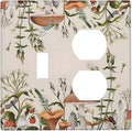 Boho Mushroom Forest Plants Wildflowers Insects Wallplates 1 Toggle 1 Duplex Switch Plate Electrical GFCI Faceplate Decorative Light Switch Covers for Kids Room Home Decor