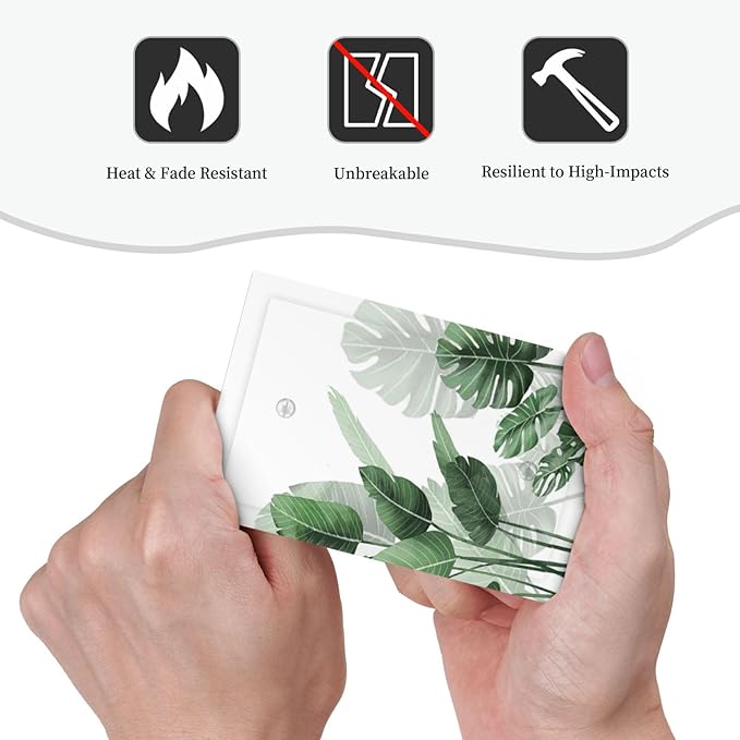 Light Switch Cover Plate Boho Tropical Plant Natural Palm Leaf 1 Gang No Device Blank Electrical Wall Plates Faceplate Decorative Switch Plate For Bed Room Living Room Decor