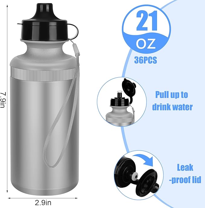 Zubebe 36 Pcs Sports Water Bottles Bulk Squeeze Reusable Bpa-free Plastic Water Bottles End of the Year Gifts Summer Gifts for Students School Travel Hiking Cycling Event Team Gift